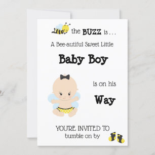 *~* Baby Bee Cute Baby Boy Shower Invitation