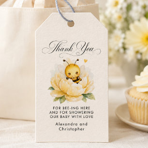 Baby Bee Floral Watercolor Thank You Bee-ing Here Gift Tags
