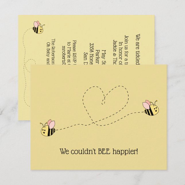 Baby Bee Girl Twins Invitation (Front/Back)