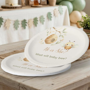 Baby Bee He or She Gender Reveal Dessert Paper Plates