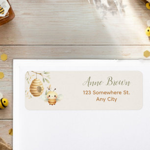 Baby Bee He or She Gender Reveal Return Mail Label