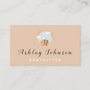 Baby Bee Illustration Babysitter Childcare Theme Business Card