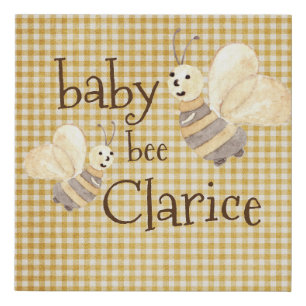 Baby Bee Name Country Plaid Nursery Faux Canvas Print