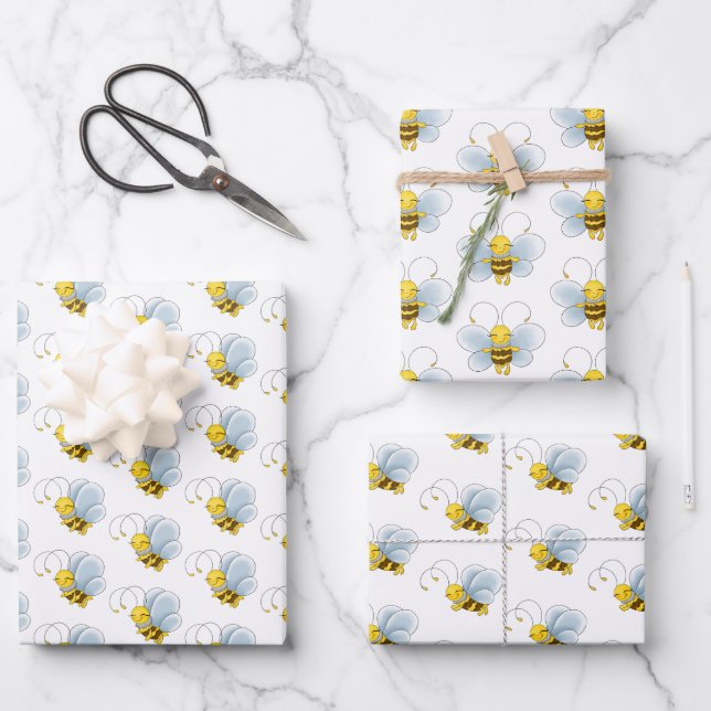 Baby bee party tiled Wrapping Paper Sheets  (Front)