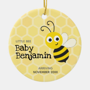 Baby bee pregnancy birth announcement ceramic ornament