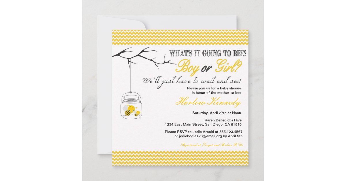 Baby Bee Shower invitation Gender neutral reveal