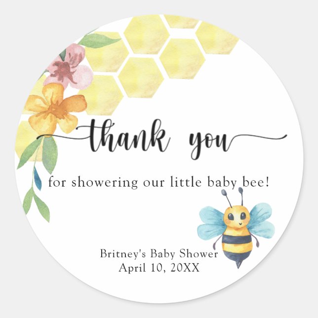 Baby Bee - thank you Classic Round Sticker (Front)