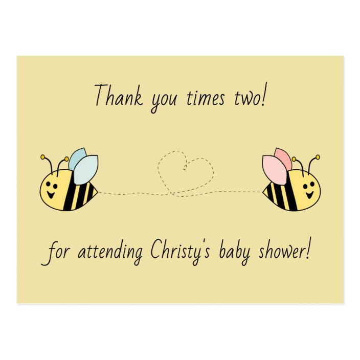 Baby Bee Twin Boy Girl Thank You Postcard Zazzle Com