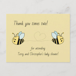 Baby Bee Twin Boys Thank You Postcard