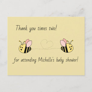 Baby Bee Twin Girls Thank You Postcard