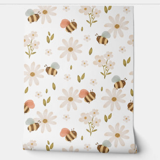 Baby Bees and Flowers Wallpaper