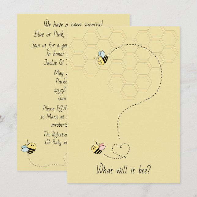 Baby Bees Gender Reveal Invitation (Front/Back)