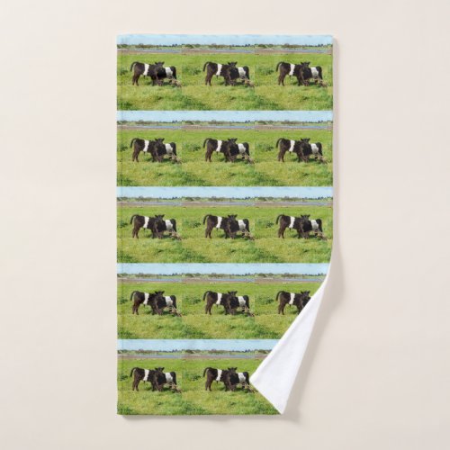 Baby Belted Galloway Cows In Country Hand Towel