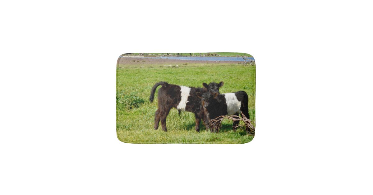 Baby Belted Galloway Cows In Country Memory Foam Bath Mat