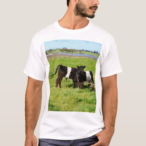 Baby Belted Galloway Cows In Country T_Shirt