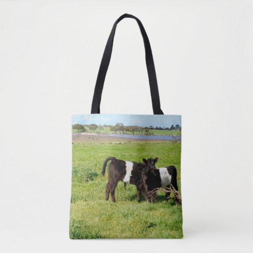 Baby Belted Galloway Cows In Country Tote Bag