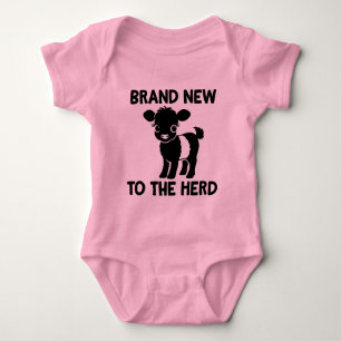 Baby Beltie Farmer Belted Galloway Cow New to Herd Baby Bodysuit