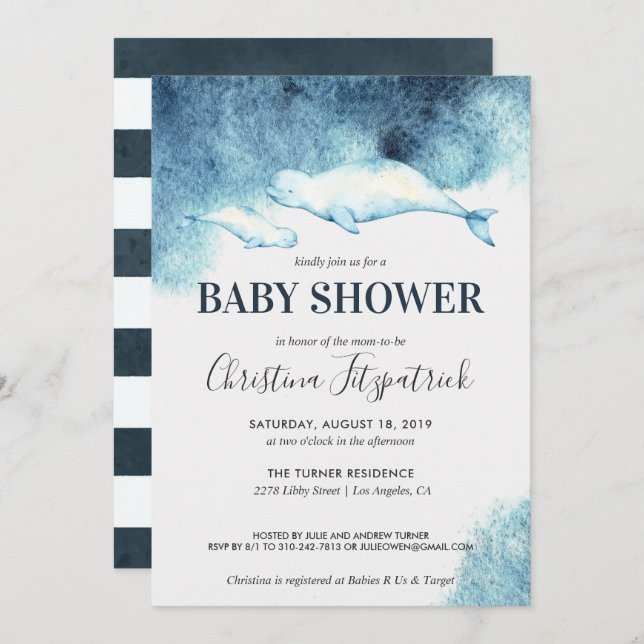 Baby Beluga | Baby Shower Invitation (Front/Back)