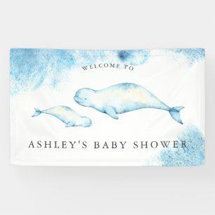 Baby Beluga Ocean Baby Shower Welcome Banner