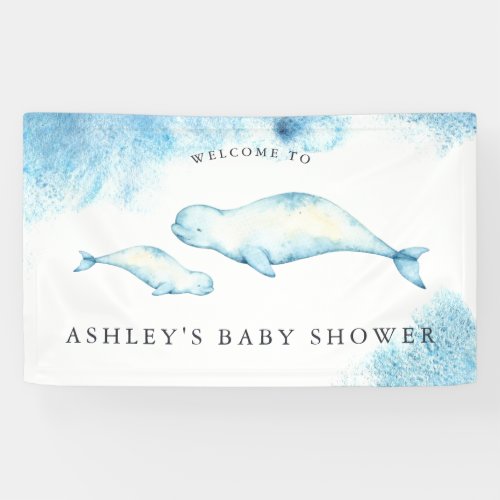 Baby Beluga  Ocean Baby Shower Welcome Banner