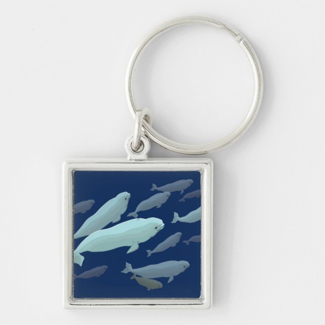 Baby Beluga Whale Keychain Whale Art Gifts (Front)