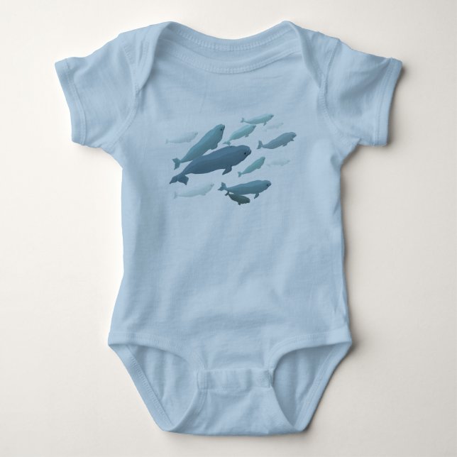 Baby Beluga Whale T-Shirt Cute Whale Art Bodysuit (Front)