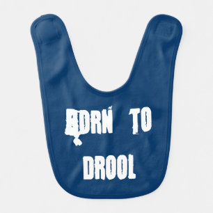 Baby Bib   Born to Drool   Navy Blue, White