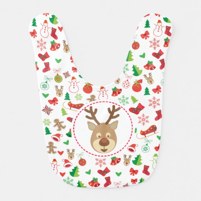 Baby Bib Christmas cute characters XMAS (Front)
