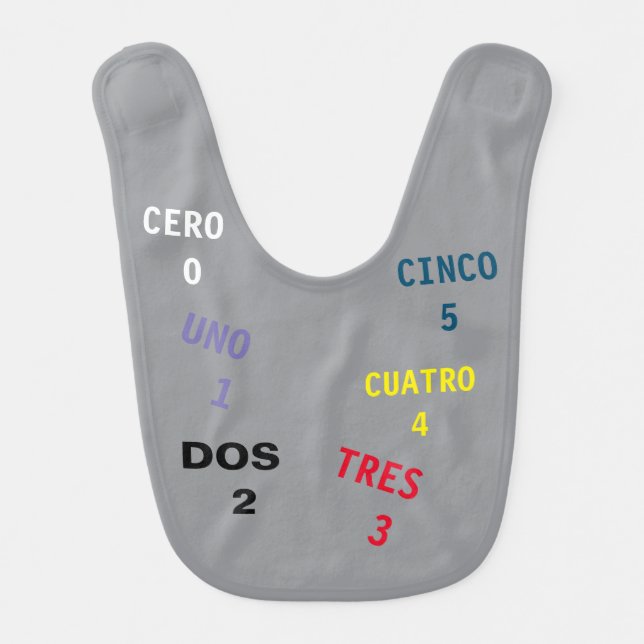 Baby Bib EN ESPANOL/ WORDS & NUMBERS / mmetropolim (Front)
