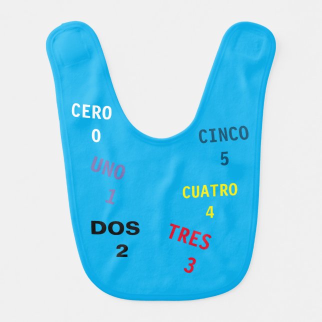 Baby Bib EN ESPANOL/ WORDS & NUMBERS / mmetropolim (Front)