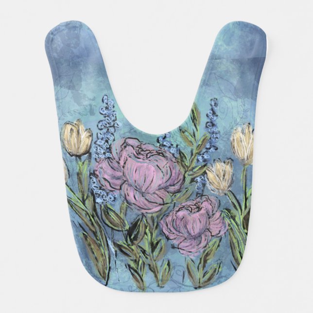 Baby Bib Floral Blue (Front)