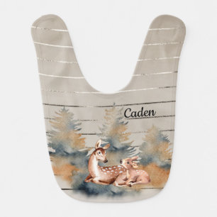 Baby Bib for Boy with Mother & Baby Deer