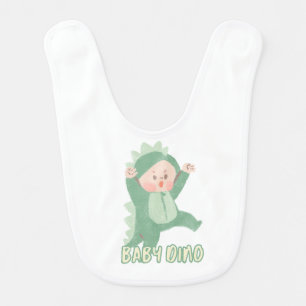 Baby Bib Green Simple Cute Baby Dino