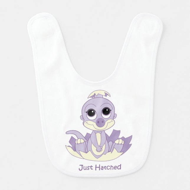 Baby Bib, Just Hatched Violet Bib (Front)