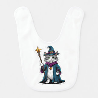 Baby Bib Mini wizard cat with magical staff