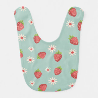 Baby Bib strawberries and flowers illustrations