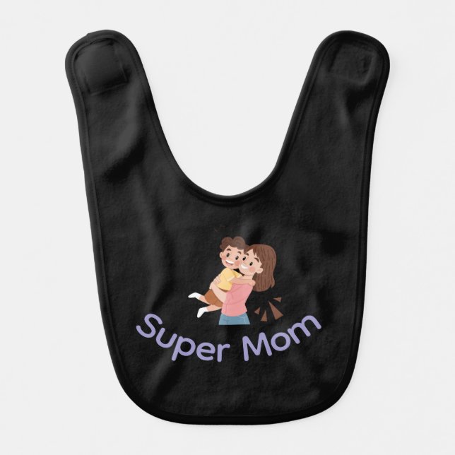 Baby Bib (super Mom design). (Front)