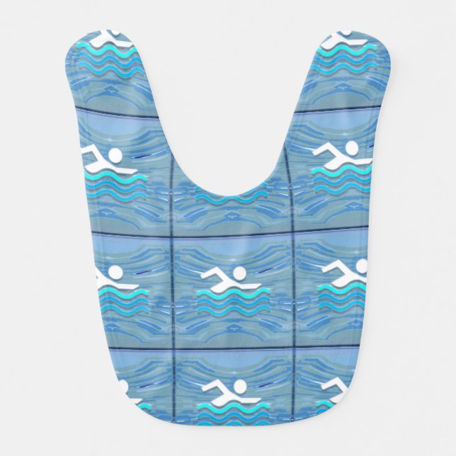Baby Bib SWIM SWIMMER POOL ACTIVE KID Cute print (Front)