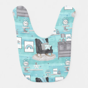 Baby Bib with Blues & Greys – Soft & Stylish