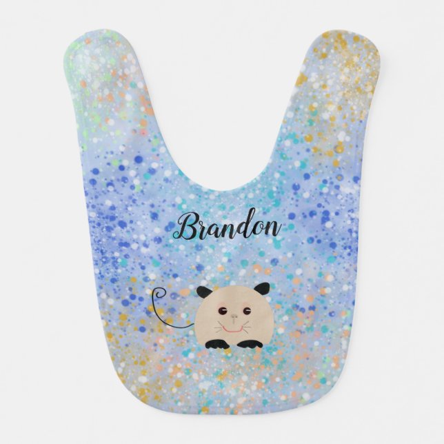 Baby Bib with Colorful Dots and a Mouse (Front)