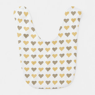 Baby Bib With Cute Boho Hearts & Custom Name