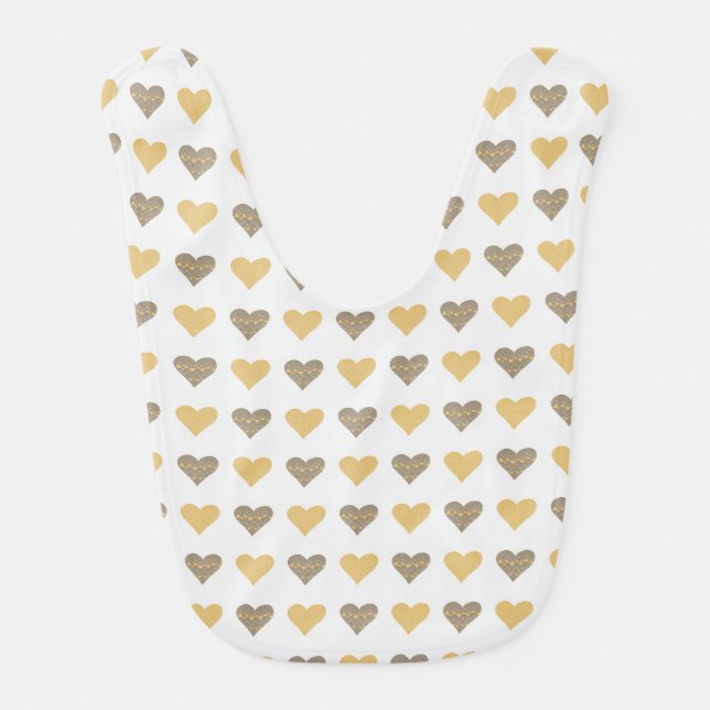 Baby Bib With Cute Boho Hearts & Custom Name (Front)