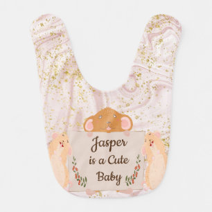 Baby Bib with Cute Mice & Faux Glitter