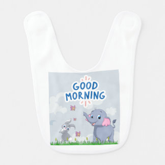 Baby bib with elephant & bunny