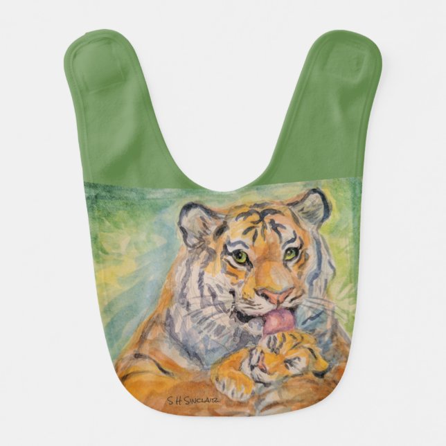 Baby Bib With MamaTiger and Cub (Front)