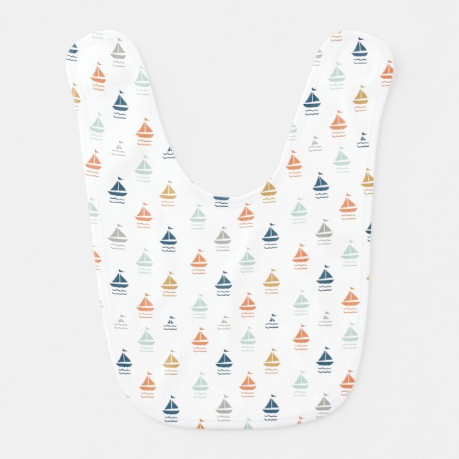 Baby Bib with Tiny Boats – Cute Mealtime Accessory (Front)