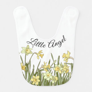Baby Bib with yellow daffodils & lettering