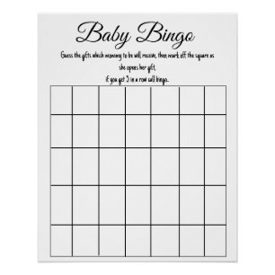 baby bingo baby shower game poster