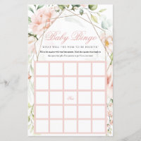 Baby Bingo Blush Floral Girl Baby Shower Games