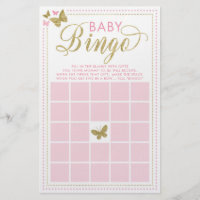 Baby Bingo, Butterfly Baby Shower Game Flyer